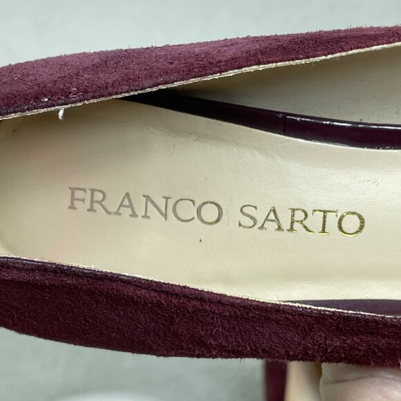 Franco Sarto Heels Womens Sz 8.5M Red Wine Suede Pumps 4 Inch Heels Leather - Picture 7 of 8